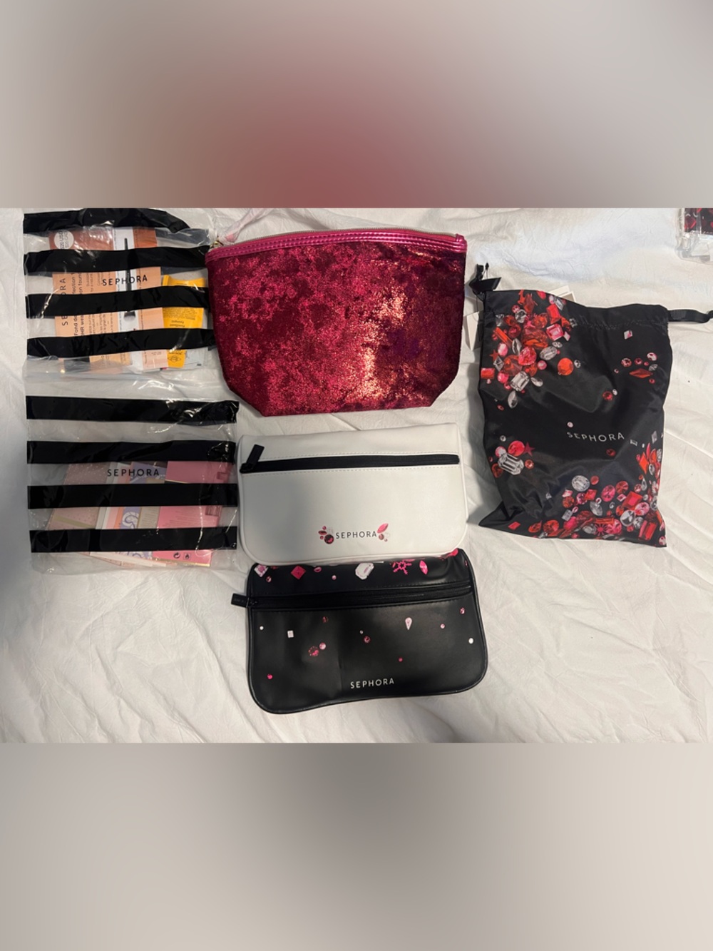 Lot of 6 sample bags! NEW Limited Edition SEPHORA Cosmetic Bags + Samples - Picture 2 of 6